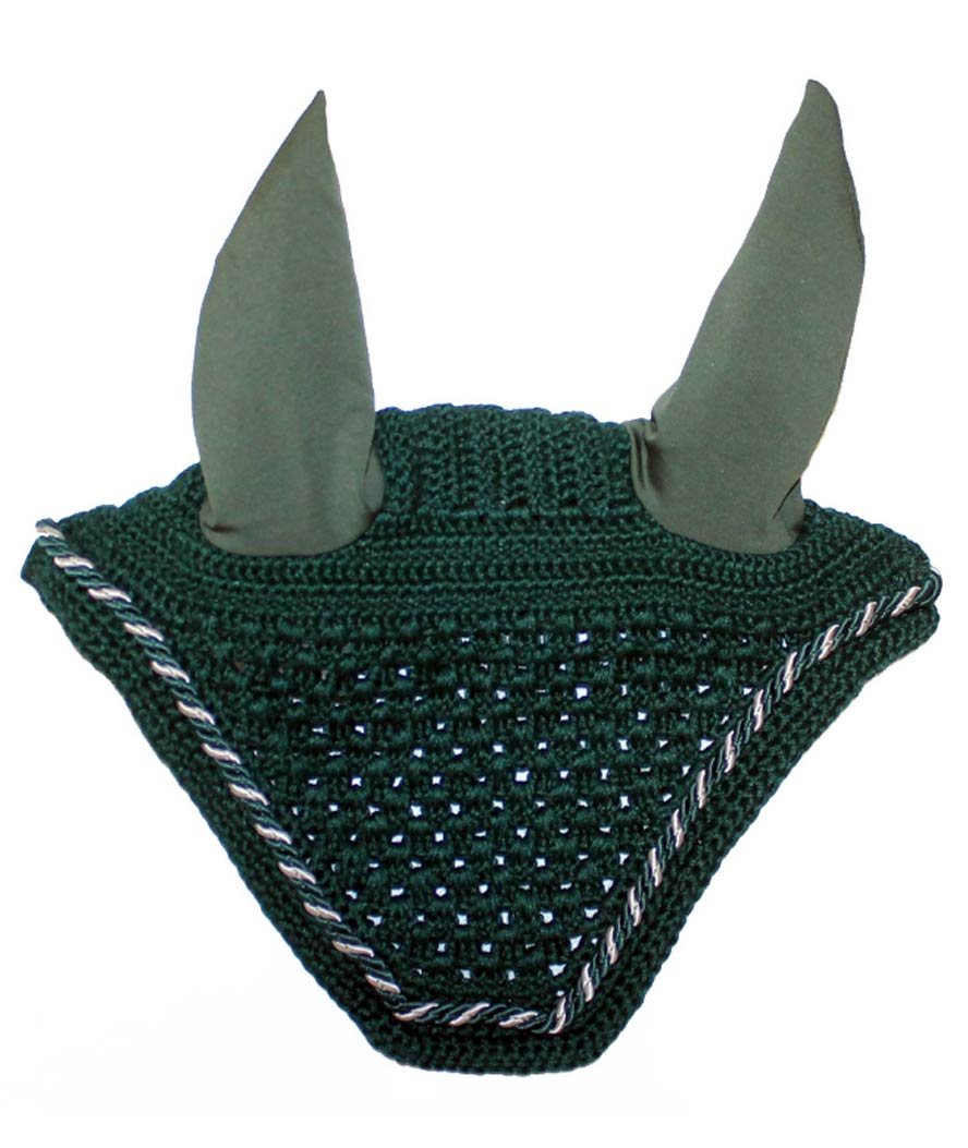 Cuffia antimosche squadrata in cotone crochet e copriorecchie elasticizzate con cordino a contrasto - foto 9