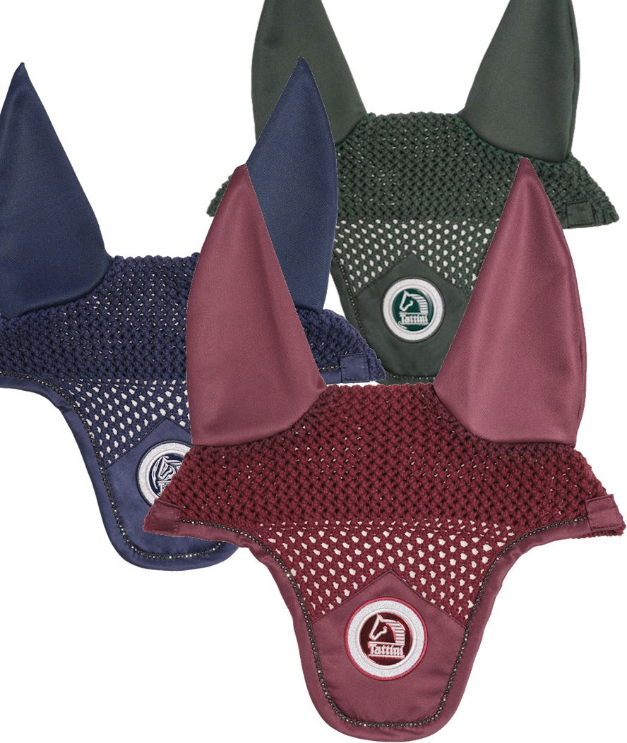Cuffietta anti mosche per cavalli modello Louvre in cotone crochet con orecchie in lycra