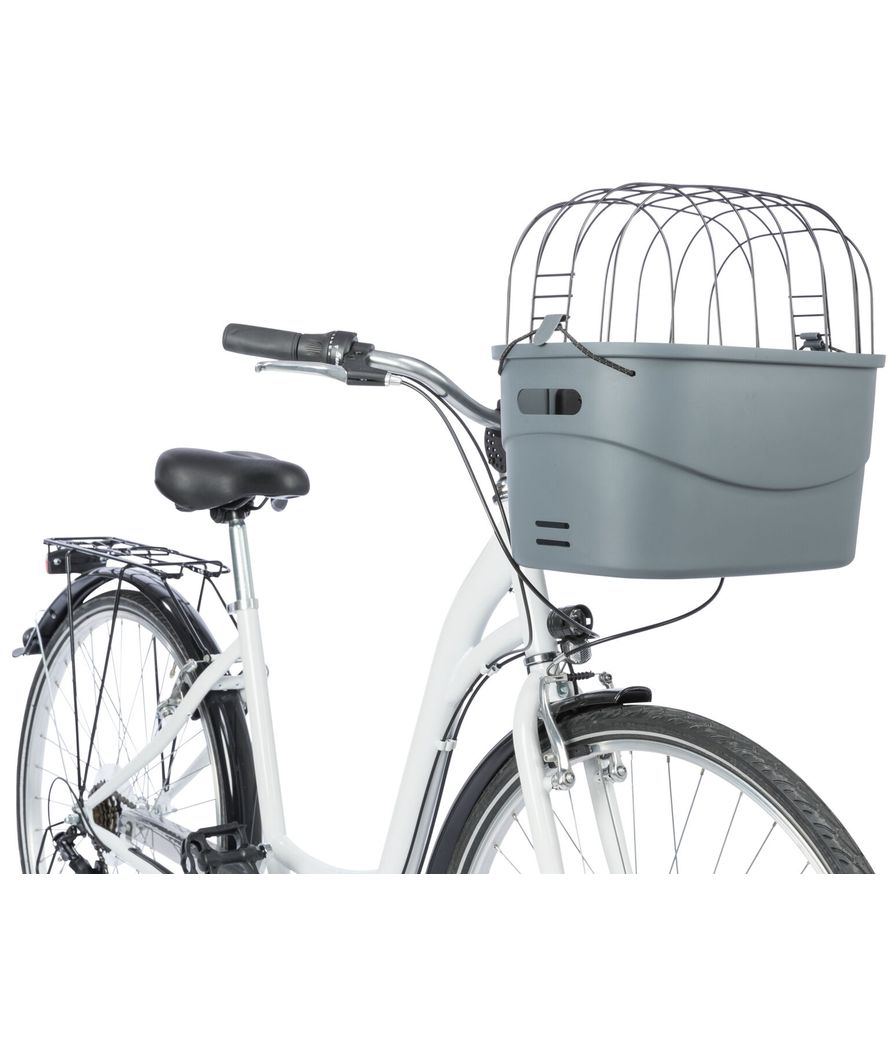 Cesto anteriore per bicicletta in plastica 42×39×30cm grigio - foto 4