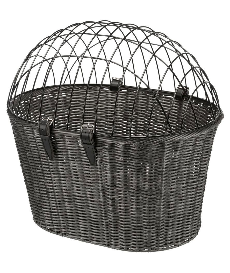 Cesto anteriore per bicicletta in polyrattan 44×34×41cm colore grigio
