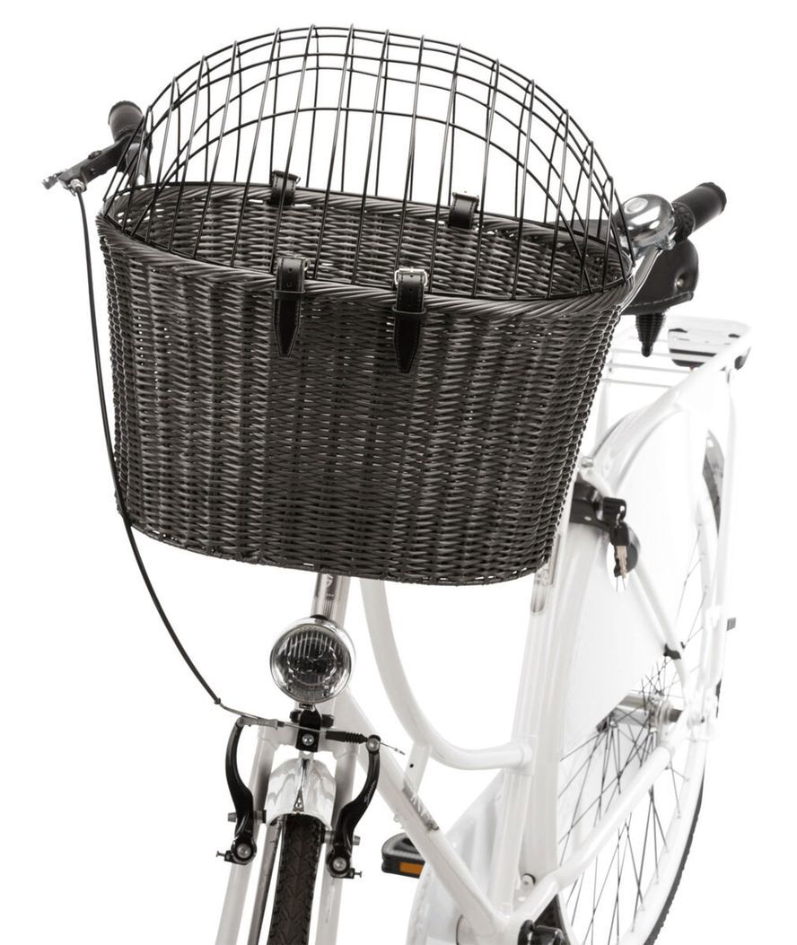 Cesto anteriore per bicicletta in polyrattan 44×34×41cm colore grigio - foto 1