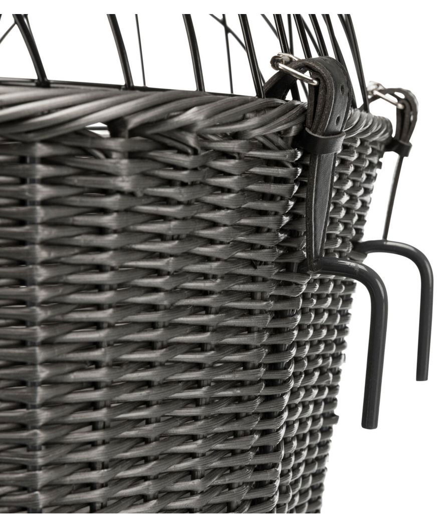 Cesto anteriore per bicicletta in polyrattan 44×34×41cm colore grigio - foto 2