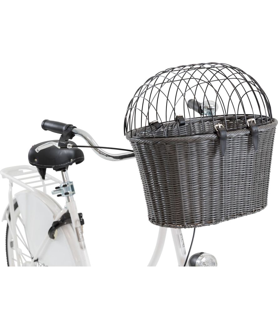 Cesto anteriore per bicicletta in polyrattan 44×34×41cm colore grigio - foto 5