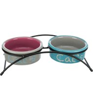 Eat-on-feet set ciotole ceramica 2×0.3l diametro 12cm grigio chiaro/rosa/azzurro
