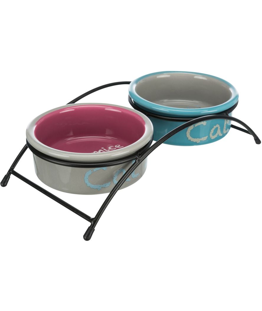 Eat-on-feet set ciotole ceramica 2×0.3l diametro 12cm grigio chiaro/rosa/azzurro - foto 1