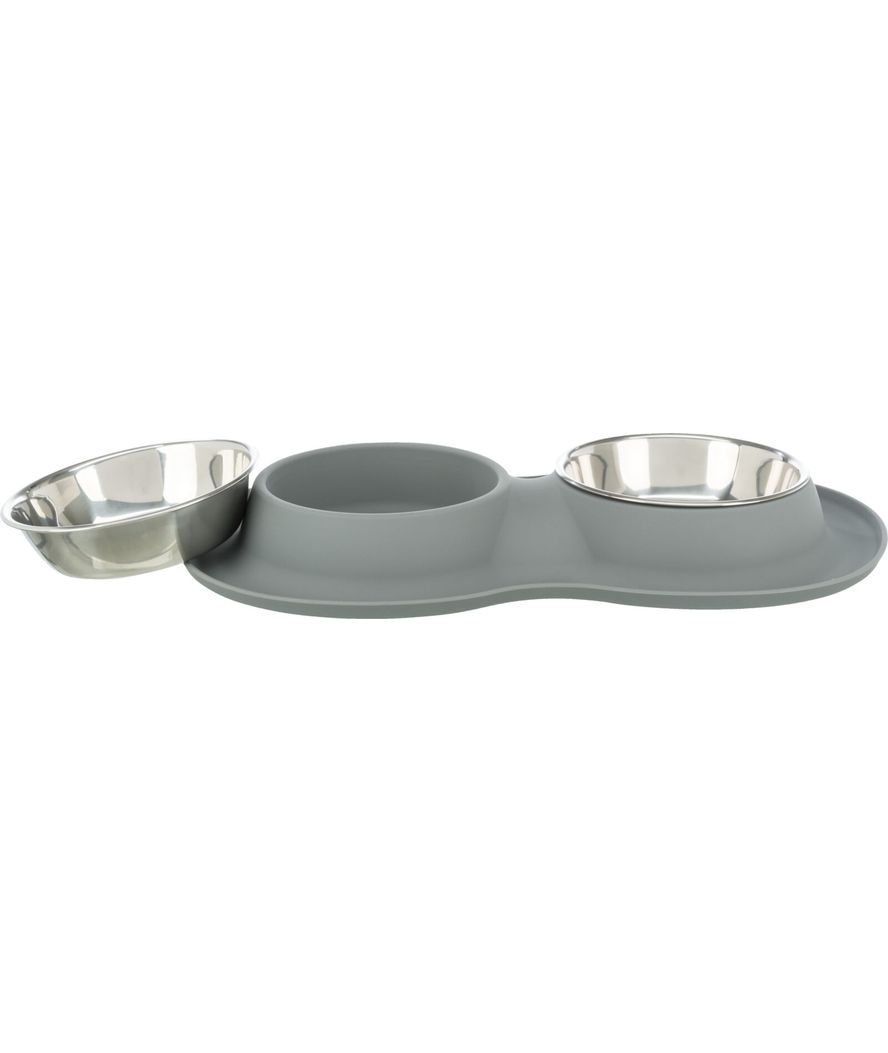 Set di due ciotole in silicone e acciaio inox 2×0.4l diametro 14cm misura totale 32×6×17cm - foto 1