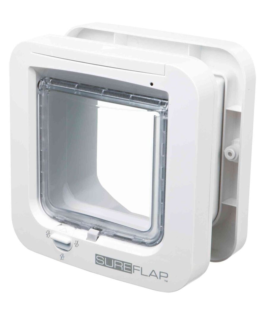 Porta gatto sureflap a 4 funzioni con rilevatore microchip, bianca