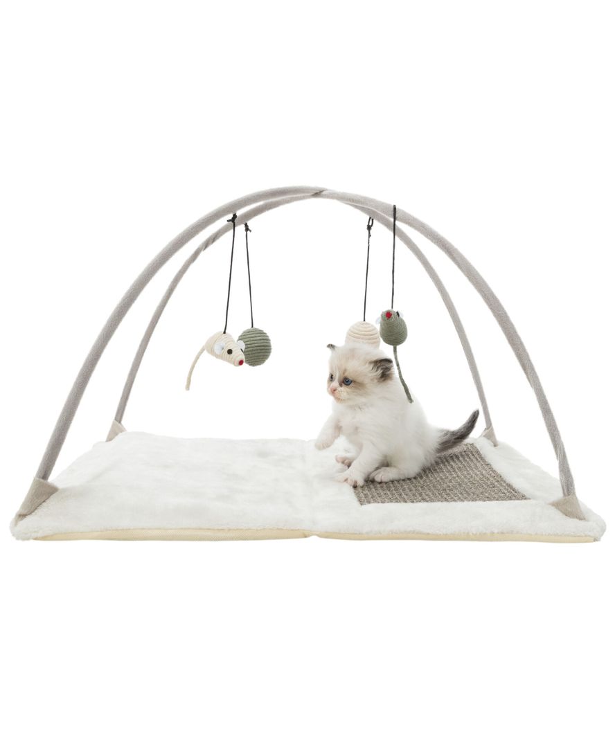 Tappetino con giochi cani e gatti in sisal/peluche 60×33×42cm - foto 3