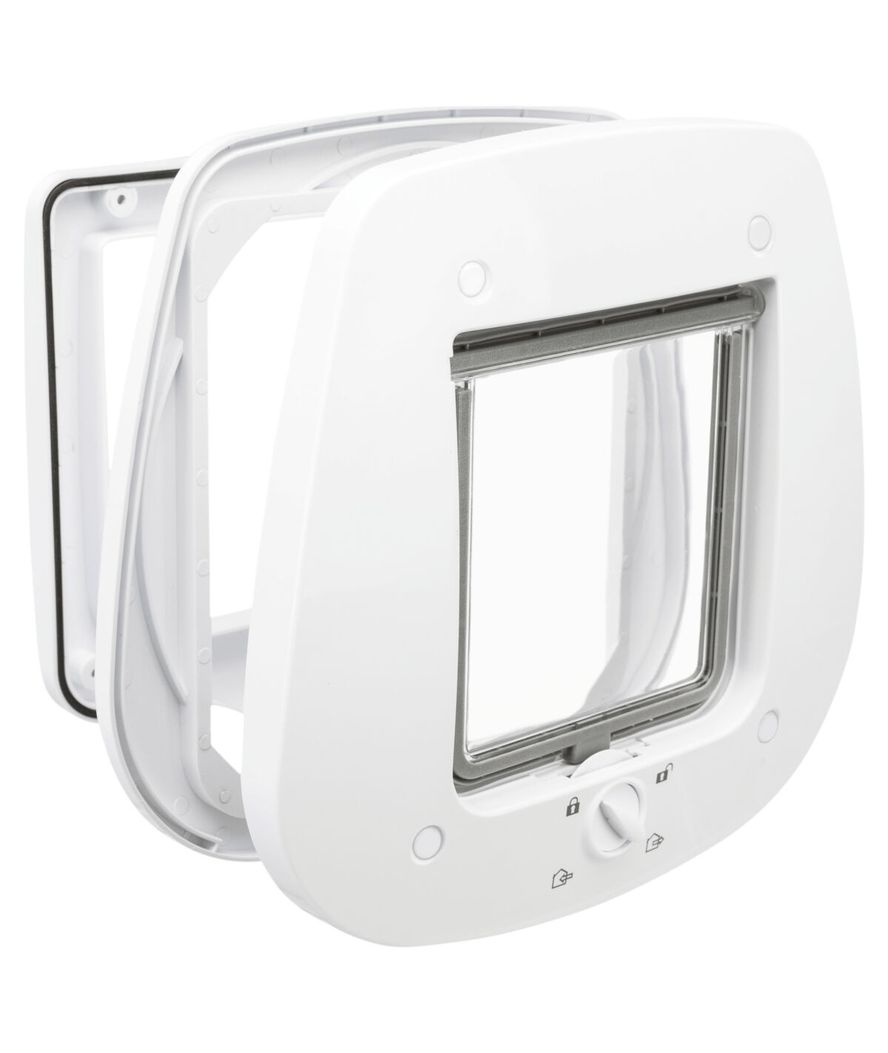 Porta gatto a 4 funzioni per porte in vetro 27x26cm, bianco - foto 1