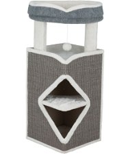 Tiragraffi Cat tower Arma 98cm, grigio/bianco/grigio