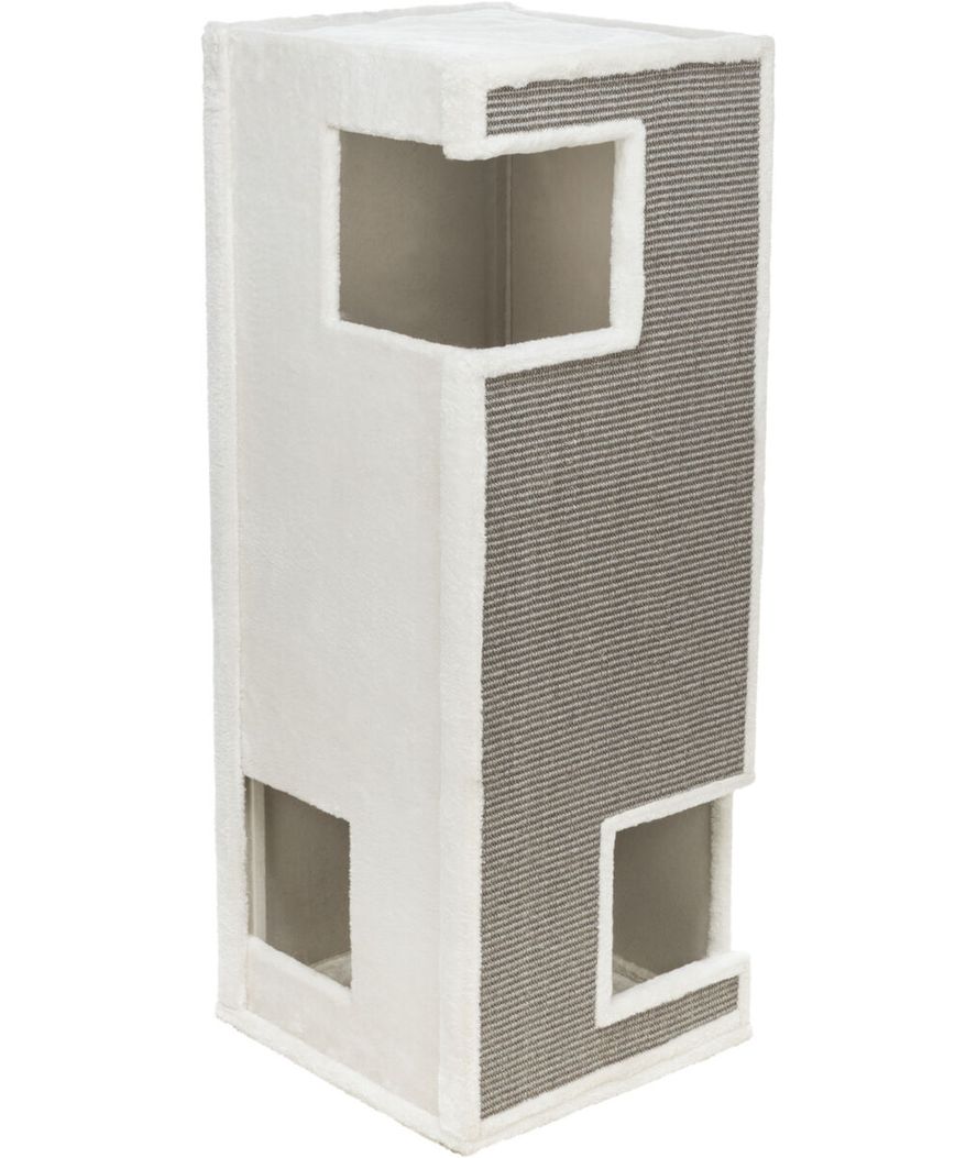 Cat tower Gerardo tiragraffi in peluche/sisal 100cm, bianco/grigio