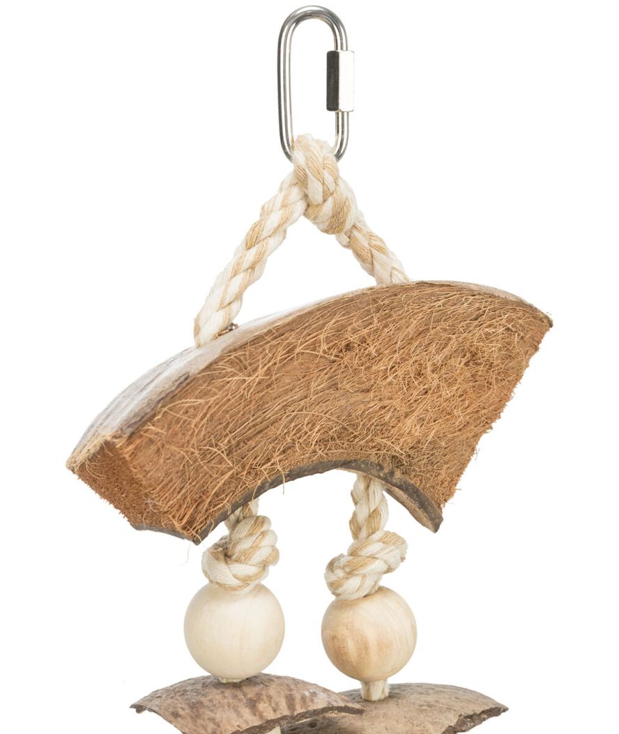 Gioco naturale in noce cocco/conchiglie, pietra lavica/legno, 35cm per Uccelli - foto 1