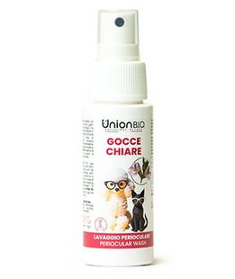 GOCCE CHIARE detergente per occhi utile per eliminare il problema dell’eccessiva lacrimazione e secrezione oculare di cani e gatti 50 ml