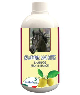 SUPER WHITE Shampoo delicato naturale ad azione sbiancante e ravvivante, ricco di estratti vegetali sinergici per cavalli 500 ml