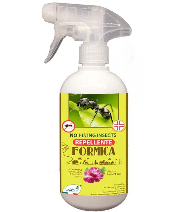 NO FLYING INSECTS – FORMICA repellente pronto uso con geraniolo, principio attivo di origine vegetale 500 ml