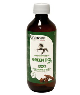 GREEN DOL ACT mangime complementare ricco di estratti vegetali con proprietà analgesiche naturali per cavalli 200 ml