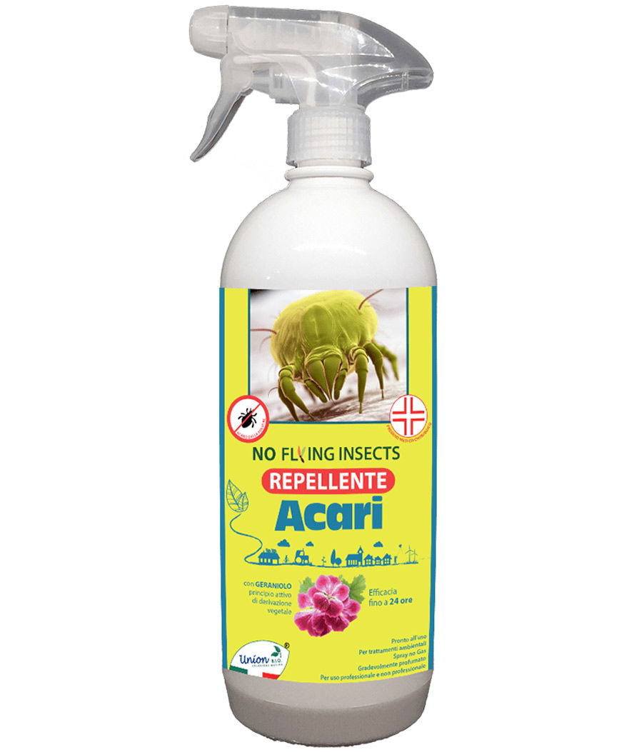 NO FLYING INSECTS – ACARI Repellente pronto uso con geraniolo, principio attivo di origine vegetale  500 ml