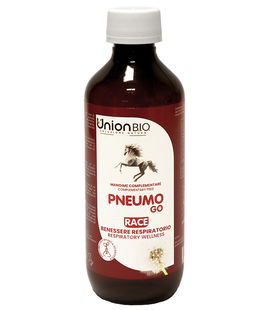 PNEUMO GO mangime complementare per cavalli ricco di estratti vegetali sinergici con proprietà diuretiche, antisettiche e balsamiche 200ml