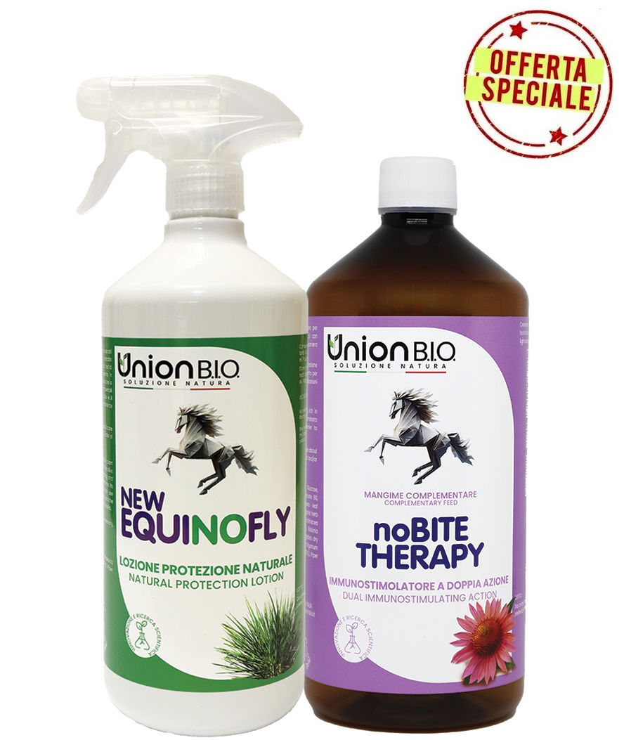 KIT BARRIERA INSETTI: NoBITE THERAPY mangime 1 lt + NewEquinofly lozione citronella 1 lt