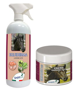 EQUIPROTECT PLUS crema cute 500 ml + EQUIDERMA lozione cute 1 litro. KIT CUTE FORTE E SANA