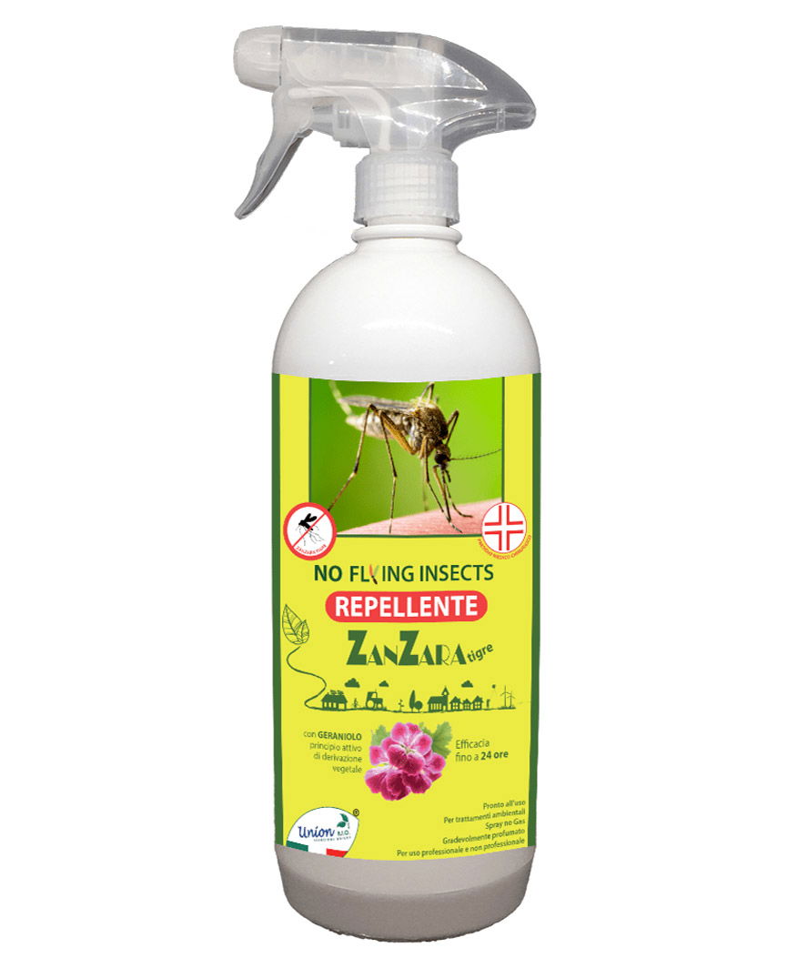 NO FLYING INSECTS Repellente zanzara tigre pronto uso con geraniolo principio attivo di origine vegetale 500 ml